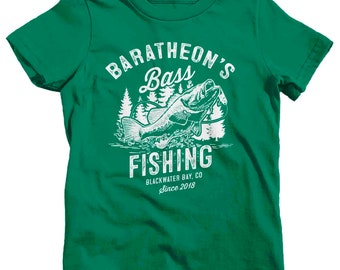 Kids Fishing T-Shirt Fisherman Bass Fishing Tee Shirt Custom Personalized Tournament Fish Trip Vacation Gift unisex Boy's Girl's