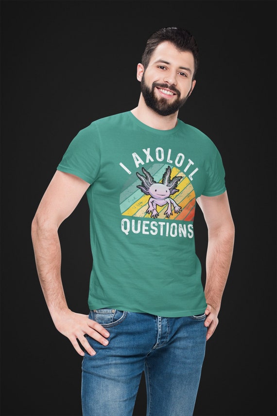 Men's Funny Axolotl Shirt Amphibian T Shirt Questions Saying Pun Words TShirts Endangered Animals Unique Gift Idea For Men Unisex