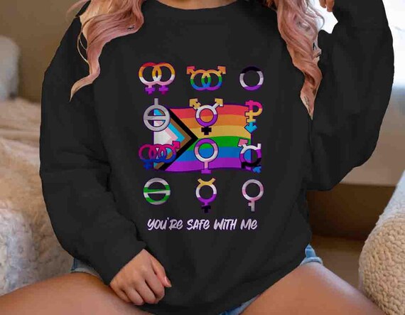 Men's Funny Pride Ally Sweatshirt Gender Crewneck Support Gay Trans Rainbow Gift Rights Pan LGBTQ Gay Flag Pan Unisex Tee Gift Support