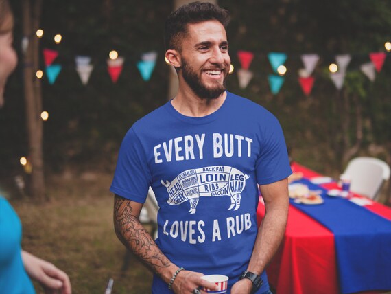 Men's Funny BBQ T Shirt Butt Rub Barbeque Shirts Hipster Pig Chef Cook Fathers Day Humorous Gift For Him Graphic Tee Man's Unisex