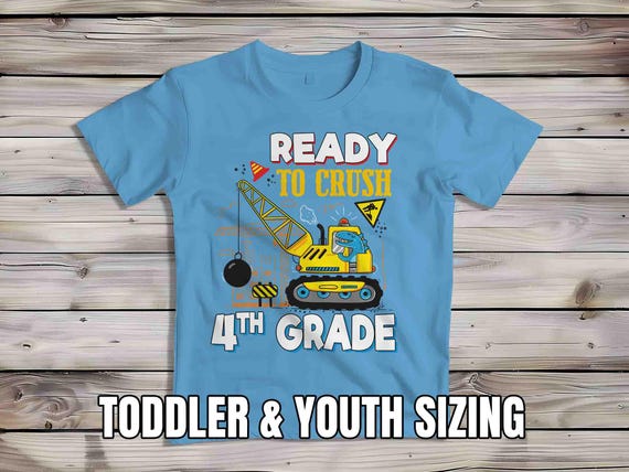Kids Construction 4th Grade Shirt Back To School TShirt Dino T-Shirt Cute Forth Grade Cute T Shirt Dinosaur Children's School Youth Gift