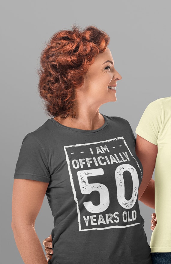 Women's 50th Birthday T-Shirt I Am Officially Fifty Years Old Shirt Gift Idea 50 Birthday Shirts Vintage Fiftieth Tee Shirt Ladies Woman