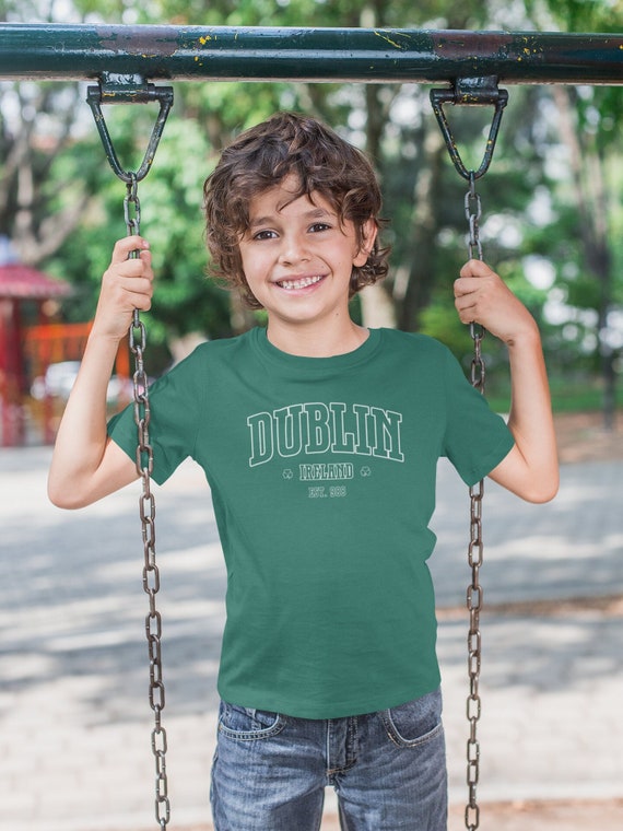Kids Dublin Ireland T Shirt St. Patrick's Day TShirts Typography Tee Irish Est. 988 Gift Athletic Vintage Youth Unisex Boy's Girl's. Toddler