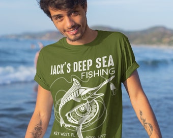 Men's Personalized Fishing T Shirt Deep Sea Fishing Shirts Custom T Shirt  Marlin Fishing Shirt Vintage Tee