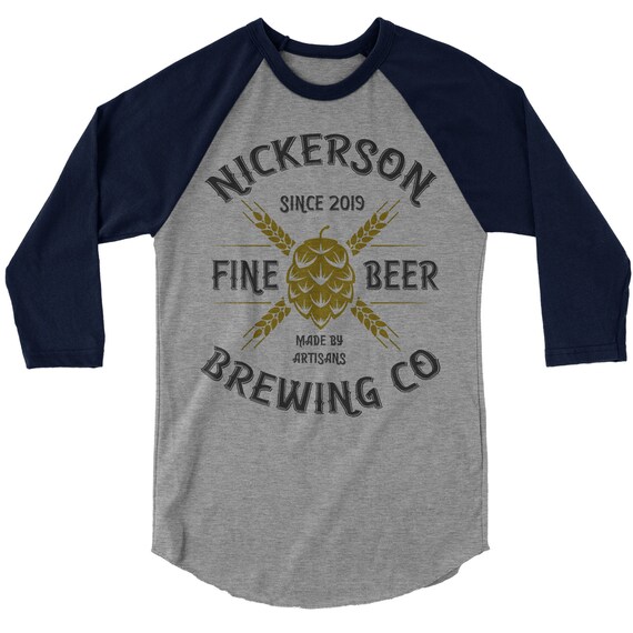 Men's Personalized Brewing T-Shirt Custom Beer Shirt Brewery TShirt Customized Raglan 3/4 Sleeve Beer Shirts Brewing Shirt