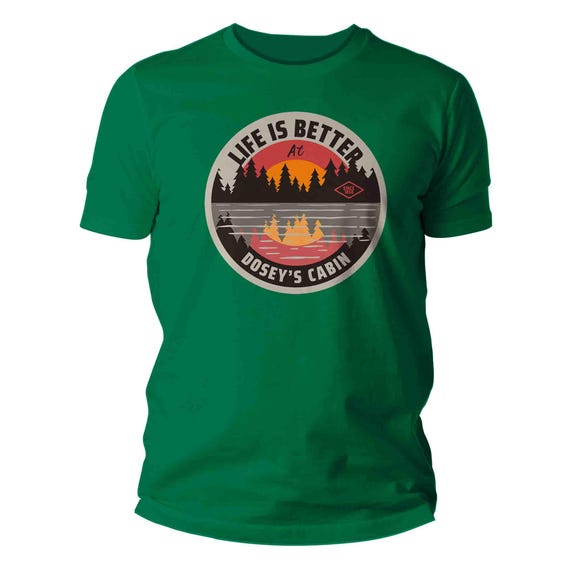 Men's Personalized Cabin T Shirt Custom Lakehouse Lake Vintage Camp Shirt Personalized Outdoors Logo Camper Badge Rustic Men's Gift Idea