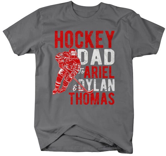 Shirts By Sarah Men's Personalized Hockey Dad T-Shirt Custom Name Tee