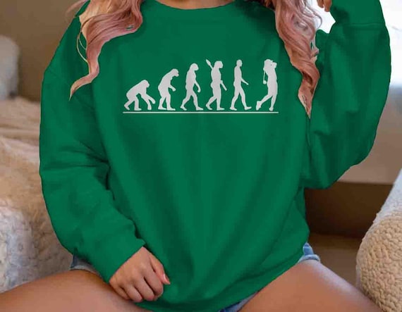 Men's Funny Golf Sweatshirt Evolution Pullover Golfing Gift Retro Golfer Gift Men's Fun Joke Humor Nerd Geek Golf Crewneck Unisex Man