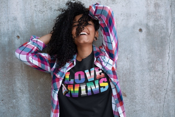 Women's Love Wins Shirt LGBTQ Support Ally Shirt Flag Rainbow Shirts Equality LGBT TShirts Gay Trans Support Tee Ladies Woman