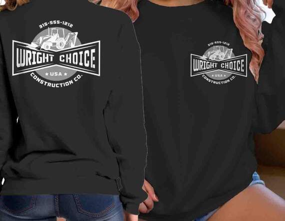 Men's Custom Construction Sweatshirt Personalized Company Excavating Handyman Backhoe Contractor Pullover Logo Business Unisex Men