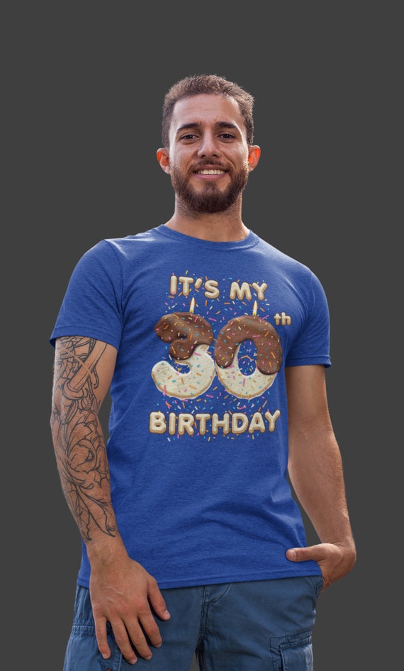 Men's 30th Birthday Shirt Cake Candle Fun Cute 30 Birthday T-Shirt Gift Idea Graphic Tee Man Unisex Gift Idea