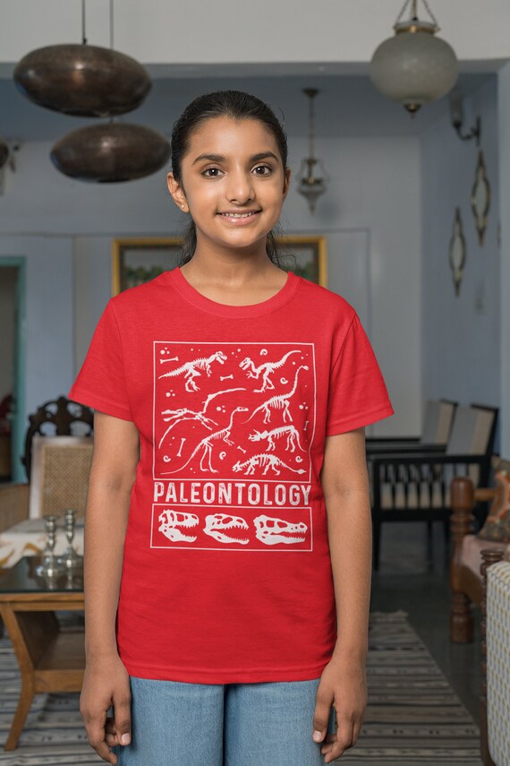 Kids Paleontology T Shirt Dinosaur Fossil Record Bones Dig Dino Shirt Excavate T-Shirt Paleontologist Gift Scientist Tee Unisex