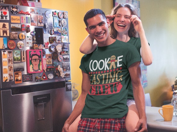Men's Christmas T Shirt Cookie Tasting Crew Matching Xmas Shirts Cute Graphic Tee