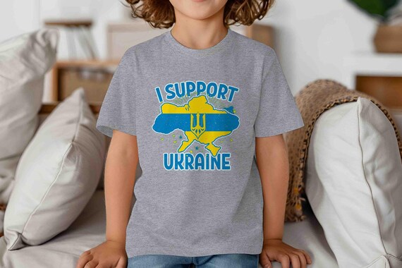 Kids I Support Ukraine Shirt Trident T-Shirt Save Ukrainian Flag Flower Anti Maga Resist TShirt Gift Idea Unisex Tee Youth Grunge FDT