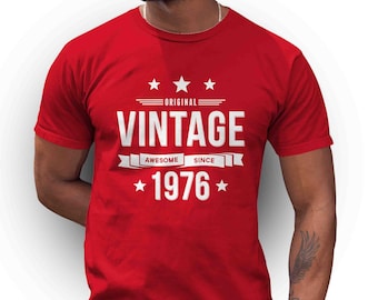 Men's Awesome Since 1976 50th Birthday T-Shirt Vintage Shirt 50 Birthday Tee Man Unisex