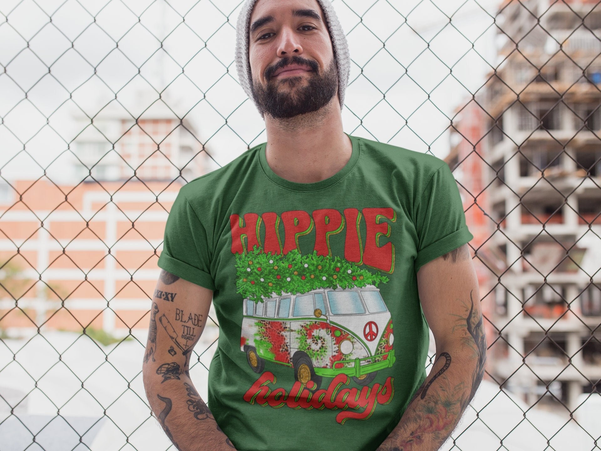 Men's Funny Christmas T Shirt Hippie 