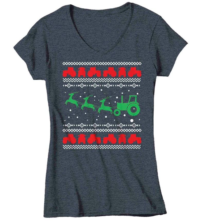 Women's Funny Christmas Tee Ugly Tractor Shirt Farming Etsy