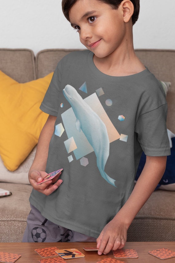 Kids Beluga Whale T Shirt Watercolor Whale Shirts Hipster Prism Modern Minimal Shirt Illustrated T Shirt Whale Gift Idea Boy's Girl's