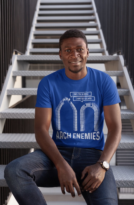 Men's Funny Architect Shirt Pun T-Shirt Play On Words Arch Enemies Funny Engineer Humor Gift Tee Graphic Vintage T Shirt Unisex Man