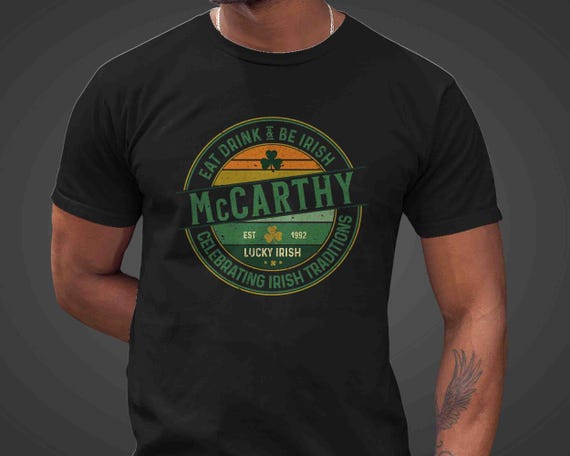 Men's Personalized Irish Shirt Ireland TShirt Men's Gift Idea Women's Custom Eat Drink Be Irish St. Patrick's Day Unisex Tee Lucky Clover
