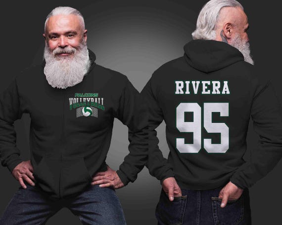 Men's Personalized Volleyball Zip Up Hoodie Custom Volley Jersey Sweatshirt Hooded Zipper Dad Team Baller Custom Men's Fleece Gift Idea