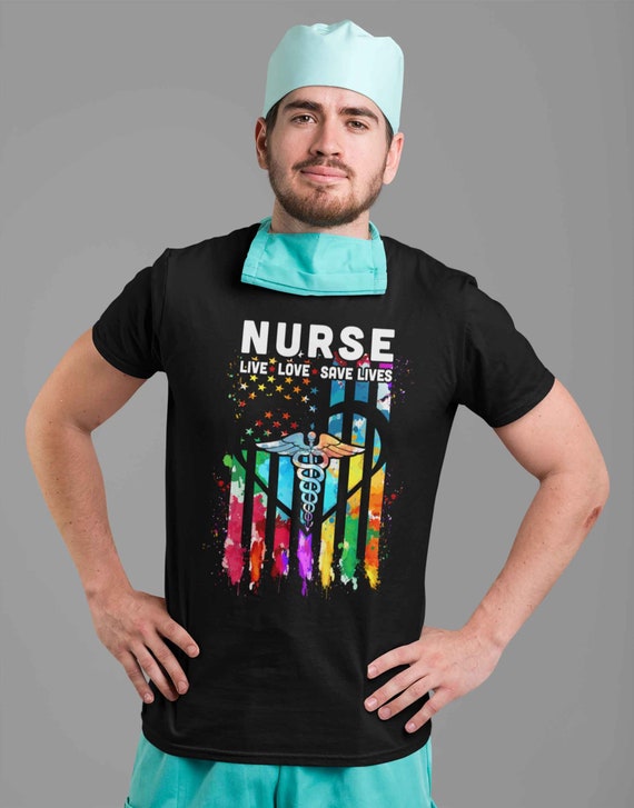 Men's Cute Nurse T Shirt Nurse Shirts American Flag Shirt Live Love Save Lives Shirts Nursing Shirt Nurse Gift Idea