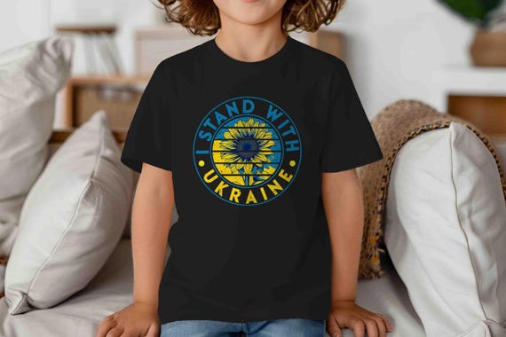 Kids Stand With Ukraine Shirt Sunflower T-Shirt Save Ukrainian Flag Flower Anti Maga Resist TShirt Gift Idea Unisex Tee Youth Grunge FDT