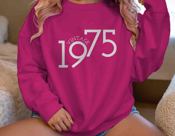 Men's 1975 Vintage Birthday Sweatshirt 50th Birthday Gift  Fifty Years Bday Crewneck Unisex Minimal Tee 50 Bday Man For Men Women