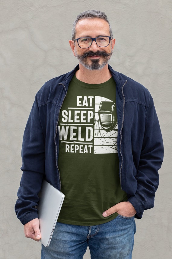 Men's Funny Welding T Shirt Welder Eat Sleep Weld Shirt Torch Tack Weld Metal Worker Welding TShirt Gift Tee Unisex Man Soft