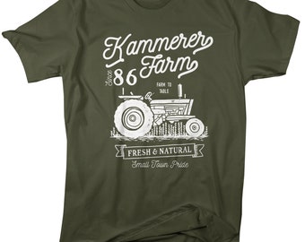 Men's Personalized Farm T-Shirt Vintage Tractor Farmer Shirts Custom Tee Shirt Customized TShirt