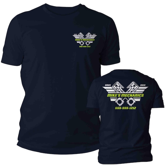 Men's Custom Mechanic Shirt Personalized Garage Auto Piston Wing Shirt Repair Tee Logo Trailor Car Fix Shirt T-Shirt Name Business Unisex