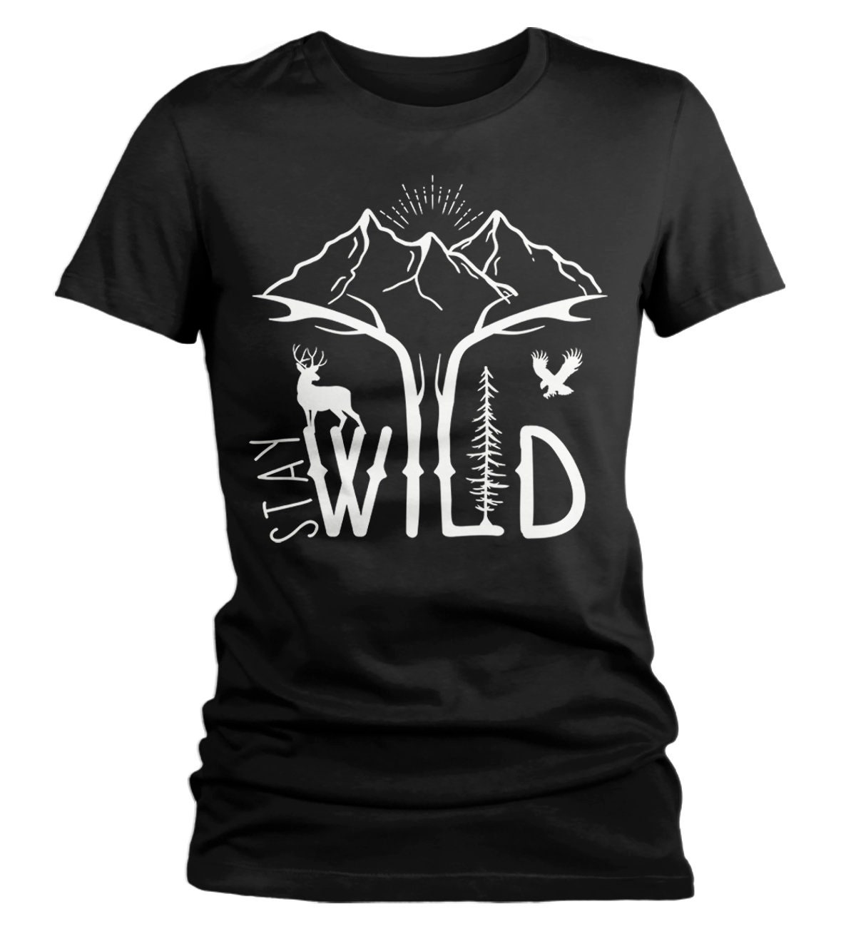 Women's Hipster Stay Wild Shirt Mountains T-Shirt Explore | Etsy