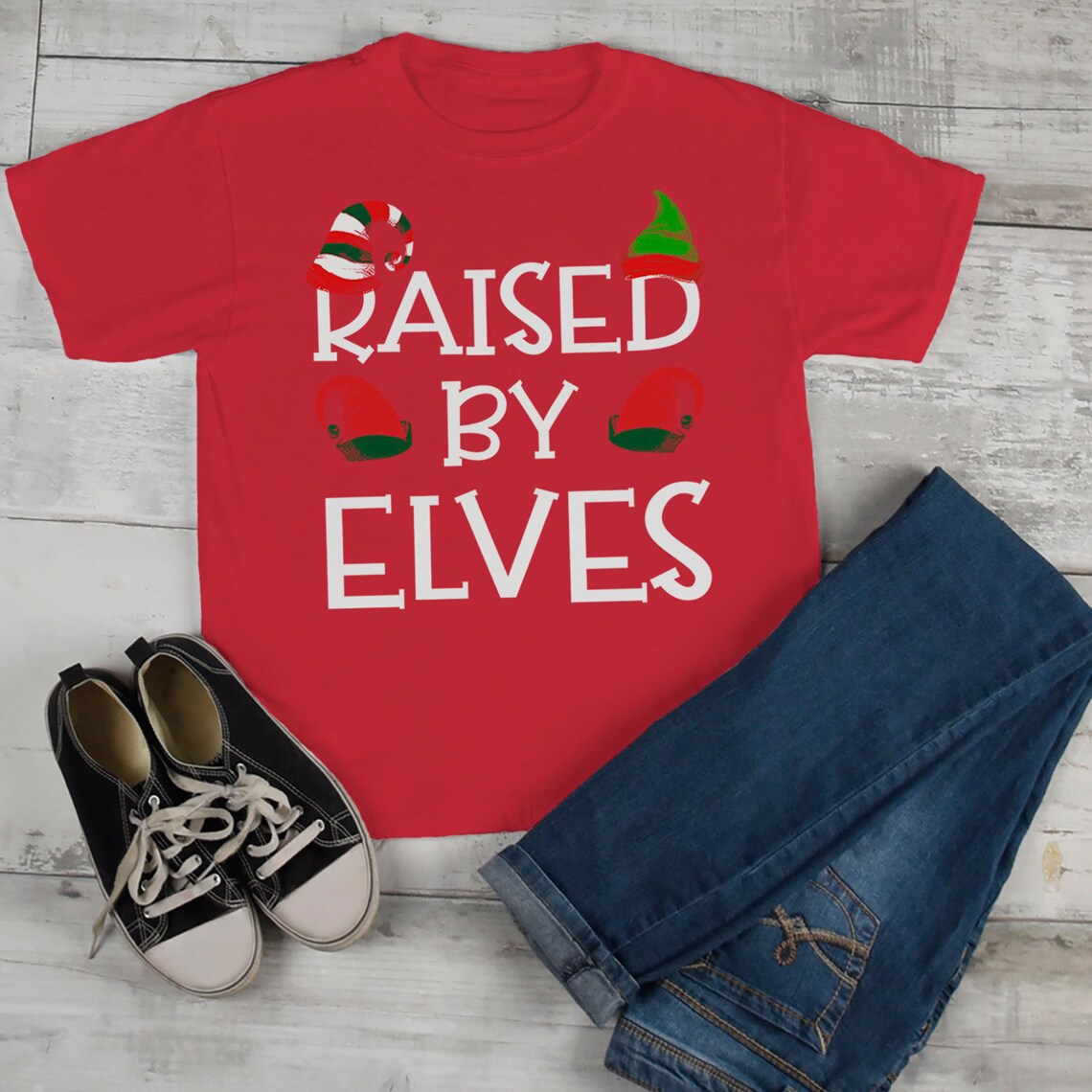 Kids Elf Outfit Christmas Shirt Elf Shirts Raised by Elves Etsy