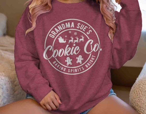 Personalized Christmas Cookie Sweatshirt Custom Name Crewneck Baker Gift Idea Matching Holiday Shirts Grandma Kitchen Women Unisex