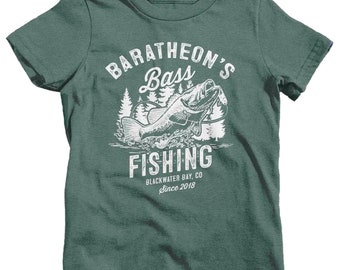 Kids Fishing T-Shirt Fisherman Bass Fishing Tee Shirt Custom Personalized Tournament Fish Trip Vacation Gift unisex Boy's Girl's