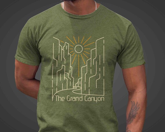 Men's Grand Canyon Shirt National Park Shirt Line Art Minimal Hiker T Shirt Gift Idea Him Minimalist Tourist Unisex Arizona AZ Tee Hiked