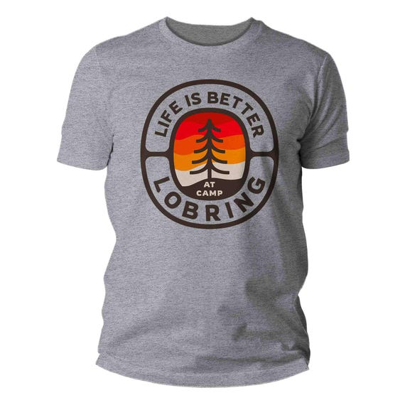Men's Personalized Camp T Shirt Custom Camping Tree Vintage Cabin Shirt Personalized Outdoors Logo Camper Badge Rustic Men's Gift Idea