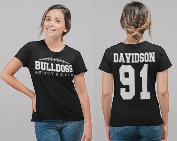 Women's Personalized Football T Shirt Custom Football Mom Shirt Personalized Football Rear Printed Custom Shirts