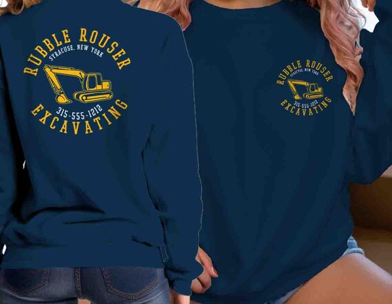 Men's Custom Construction Sweatshirt Personalized Company Excavating Dig Demo Clear Hammer Contractor Pullover Logo Business Unisex Men