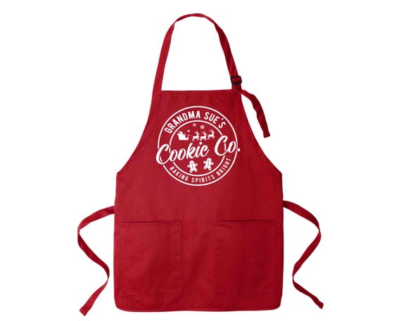 Personalized Cookie Crew Baking Apron, Custom Christmas Cookie Apron, Baker Gift Idea Name Unisex For Grandma