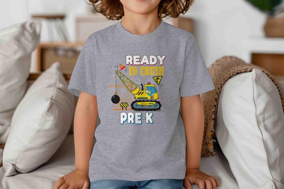 Kids Construction Pre-K Shirt Back To School TShirt Dino T-Shirt Cute PreK Kindergarten Cute T Shirt Dinosaur School Youth Unisex Tee Gift
