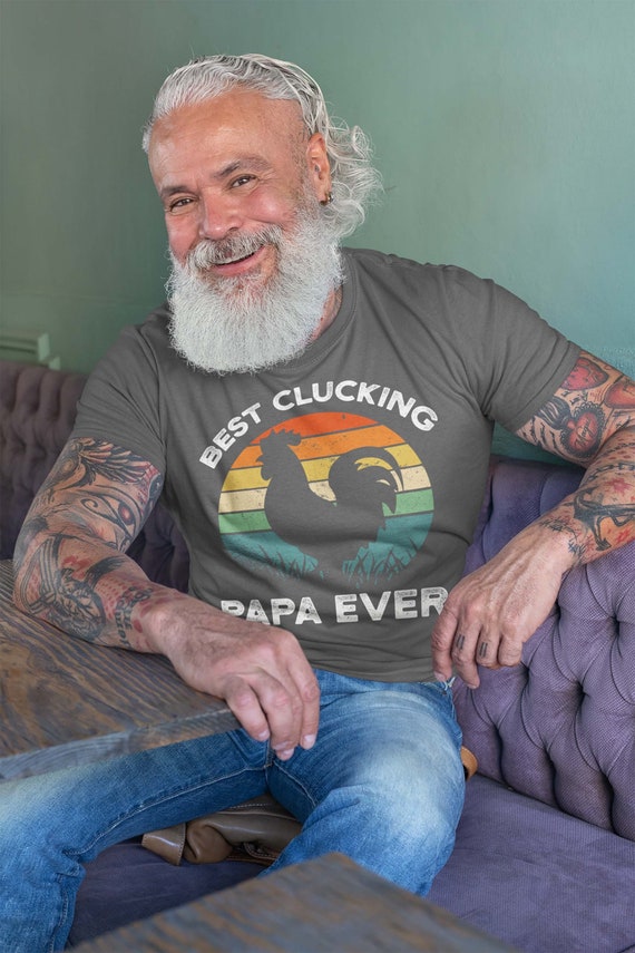 Men's Funny Papa T Shirt Father's Day Gift Best Clucking Papa Ever Shirt Vintage Shirt Retro Rooster Papa Chicken Shirt