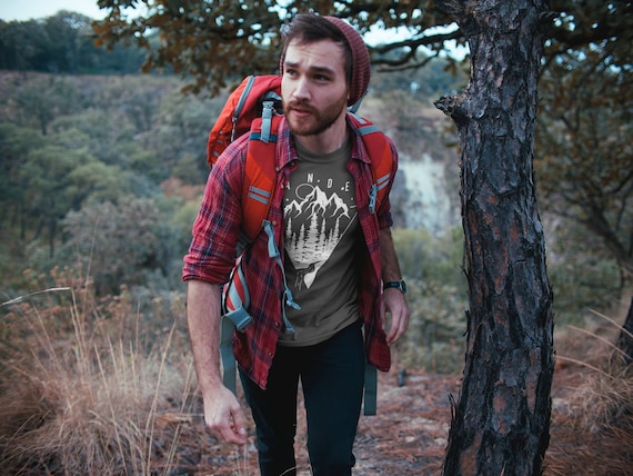 Men's Wander T Shirt Hipster Nature Shirt Mountains Trees Stars Camping Tees