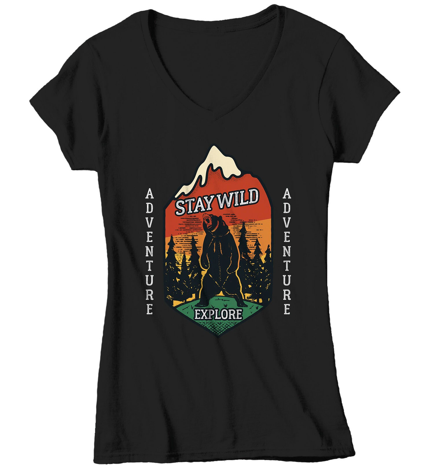 Women's Stay Wild T-shirt Adventure Shirts Bear Forest | Etsy