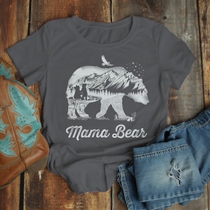 Twin Mom Mama Bear Shirt For Women Camping Bear And Cubs Tee Twin Mom Mama Bear Shirt For Women Camping Bear And Cubs Tee