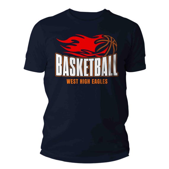 Men's Personalized Basketball T Shirt Custom Streetwear Dad Shirt Personalized Name Flames Fire Mom Team Senior Custom Unisex Gift Idea