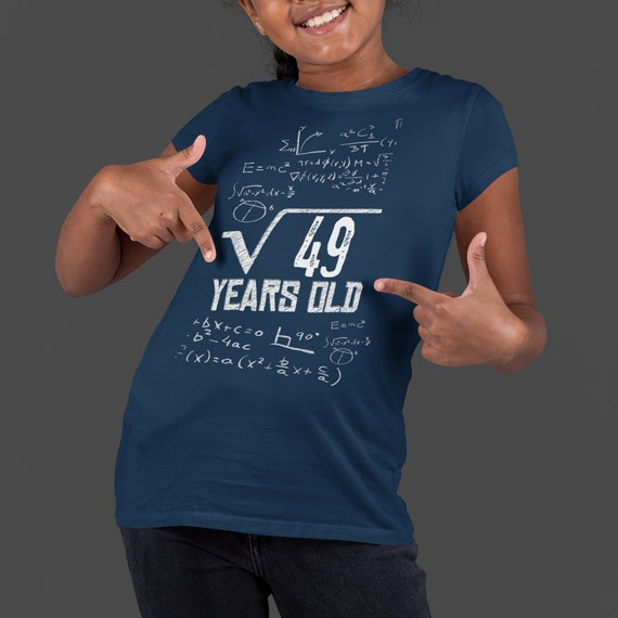 Kids 7th Birthday Shirt Square Root 49 Birthday T-Shirt Gift Idea For 7 Year Old Kid Math Geek Nerd Genius Gift Funny Unisex Youth Tee