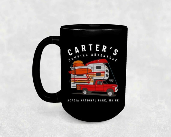 Personalized Camping Coffee Mug Camper Gift Cup Tent Custom Adventure Road Trip Camp Personalized Gift Large Mug 15 oz. 20 oz.