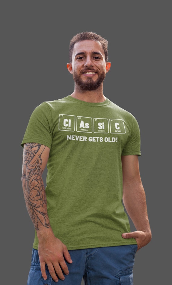 Men's Funny Birthday T-Shirt Classic BDay Geek Birthday Shirt Gift Idea Periodic Table Tee 40 50 60 70 For Him Years Man Unisex