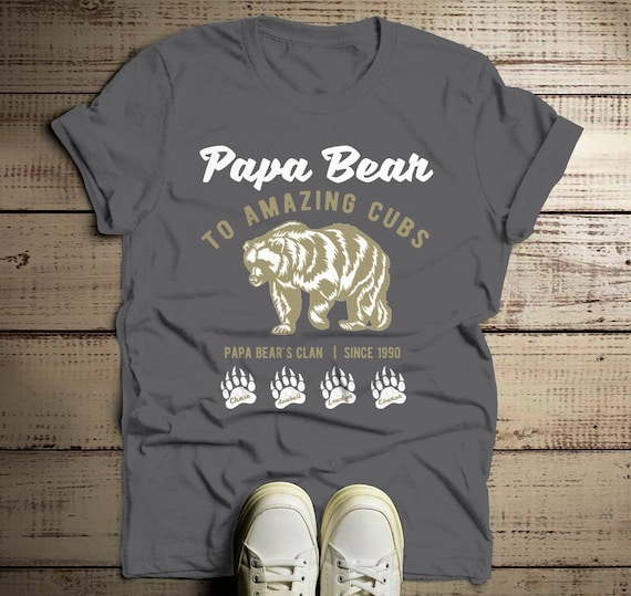 Personalized Grandpa Shirt Papa Bear T Shirt Clan Names Grandchildren Father's Day Gift Idea Graphic Tee